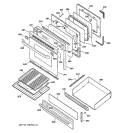 DOOR & DRAWER PARTS Diagram and Parts List for JGBP79BEW1BB  General Electric Range