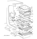 FRESH FOOD SHELVES Diagram and Parts List for MSK27PFZAWW  General Electric Refrigerator