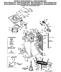 CABINET AND SUSPENSION ASM. Diagram and Parts List for WWA7640SBLAA  General Electric Washer