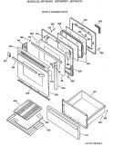 DOOR & DRAWER PARTS Diagram and Parts List for JBP45WW1  General Electric Range