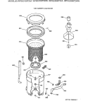 TUB, BASKET & AGITATOR Diagram and Parts List for WPXQ3090T2AA  General Electric Washer