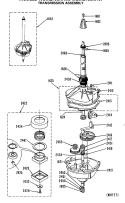 TRANSMISSION ASSEMBLY Diagram and Parts List for WSM2700RAW  General Electric Washer Dryer Combo