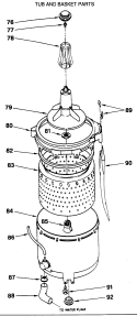 TUB AND BASKET PARTS Diagram and Parts List for WSM2420SBZWW  General Electric Washer Dryer Combo