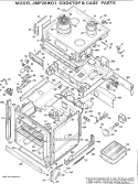 COOKTOP & CASE PARTS Diagram and Parts List for JMP26*D1  General Electric Range