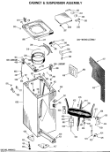 CABINET & SUSPENSION ASSEMBLY Diagram and Parts List for WWC7190CAL  General Electric Washer