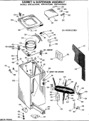CABINET & SUSPENSION ASSEMBLY Diagram and Parts List for WWC6620ABL  General Electric Washer