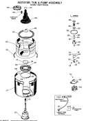 AGITATOR, TUB, & PUMP ASSEMBLY Diagram and Parts List for WWC7190CBL  General Electric Washer