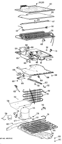 Section Diagram and Parts List for TBF16DGB  General Electric Refrigerator