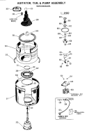 AGITATOR, TUB, & PUMP ASSEMBLY Diagram and Parts List for WWC6630ABL  General Electric Washer