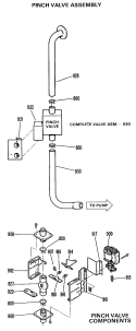 PINCH VALVE ASSEMBLY Diagram and Parts List for WWA8354VLL  General Electric Washer