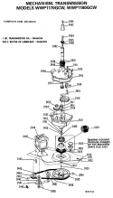 MECHANISM TRANSMISSION Diagram and Parts List for WWP1170GCW  General Electric Washer