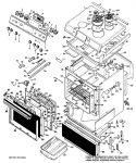 Section Diagram and Parts List for JSP28G*J3  General Electric Range