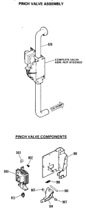 PINCH VALVE ASSEMBLY Diagram and Parts List for WWA8354VNL  General Electric Washer