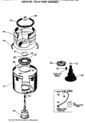 AGITATOR, TUB & PUMP ASSEMBLY Diagram and Parts List for WWC8000PAL  General Electric Washer