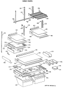 SHELF PARTS Diagram and Parts List for TBX22PCSNRWW  General Electric Refrigerator