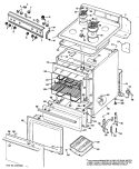Section Diagram and Parts List for RB525*J3  Hotpoint Range
