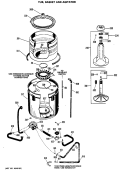 TUB, BASKET AND AGITATOR Diagram and Parts List for WLW3750BAL  Hotpoint Washer
