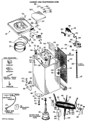 CABINET AND SUSPENSION ASM. Diagram and Parts List for WRW5705KAL  General Electric Washer