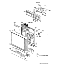 ESCUTCHEON & DOOR ASSEMBLY Diagram and Parts List for HDA180XX02WW  Hotpoint Dishwasher