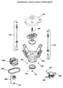 SUSPENSION, PUMP & DRIVE COMPONENTS Diagram and Parts List for VVXR1040T2AB  Hotpoint Washer