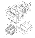 DOOR & DRAWER PARTS Diagram and Parts List for JBP90GW1  General Electric Range