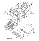 DOOR & DRAWER PARTS Diagram and Parts List for JGBP30AEW1AA  General Electric Range
