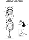 AGITATOR, TUB & PUMP ASSEMBLY Diagram and Parts List for WWC8000MAL  General Electric Washer