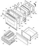 Section Diagram and Parts List for JBP90AS1  General Electric Range