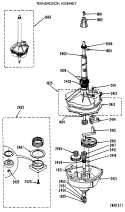 TRANSMISSION ASSEMBLY Diagram and Parts List for WSM2700RCW  General Electric Washer Dryer Combo