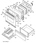 Section Diagram and Parts List for JBP75WV1  General Electric Range