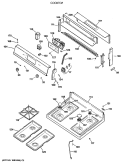 COOKTOP Diagram and Parts List for JGBP28GEV3WH  General Electric Range