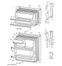 DOORS Diagram and Parts List for TBG16SAZERWH  General Electric Refrigerator