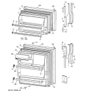 DOORS Diagram and Parts List for TBG14SAZERWH  General Electric Refrigerator