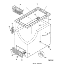 CABINET, CONTROLS & SHELVES Diagram and Parts List for FCM9DAAWH  General Electric Freezer