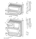 DOORS Diagram and Parts List for TBG14SABCRWH  General Electric Refrigerator
