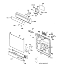 ESCUTCHEON & DOOR ASSEMBLY Diagram and Parts List for HDA2020Z01BB  Hotpoint Dishwasher