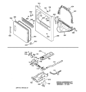 CABINET FRONT, GAS VALVE & BURNER ASM. Diagram and Parts List for DCCB330GV0WC  General Electric Dryer