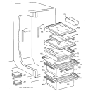 FRESH FOOD SHELVES Diagram and Parts List for TFG28ZFBAWH  General Electric Refrigerator