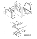 FRONT PANEL, DOOR, GAS VALVE & BURNER ASM. Diagram and Parts List for NJLR473GV0AA  Hotpoint Dryer