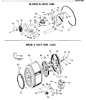 BLOWER & DRIVE ASM. Diagram and Parts List for DDG8288PKC  General Electric Dryer