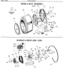 DRUM & DUCT ASSEMBLY (GAS) Diagram and Parts List for DDG5389VCL  General Electric Dryer