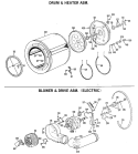DRUM & HEATER ASM. Diagram and Parts List for DDE5211VHL  General Electric Dryer
