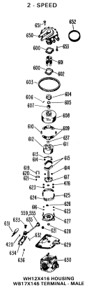 2 - SPEED Diagram and Parts List for WWA8344VCL  General Electric Washer