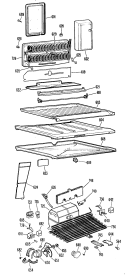 Section Diagram and Parts List for TBX22RFBR  General Electric Refrigerator