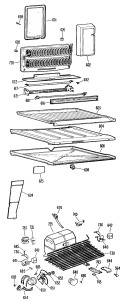 Section Diagram and Parts List for TBF17BFBR  General Electric Refrigerator