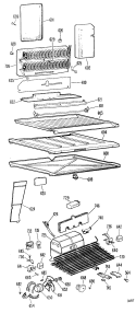 Section Diagram and Parts List for TBX23CFBR  General Electric Refrigerator