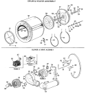 DRUM & HEATER ASSEMBLY Diagram and Parts List for DDE5109VML  General Electric Dryer