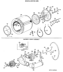 DRUM & HEATER ASM. Diagram and Parts List for DDE7109VNL  General Electric Dryer