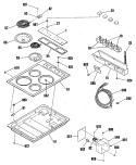 Section Diagram and Parts List for J63CK1  General Electric Cooktop