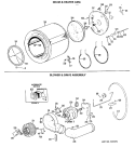 DRUM & HEATER ASM. Diagram and Parts List for DDE7608MAL  General Electric Dryer